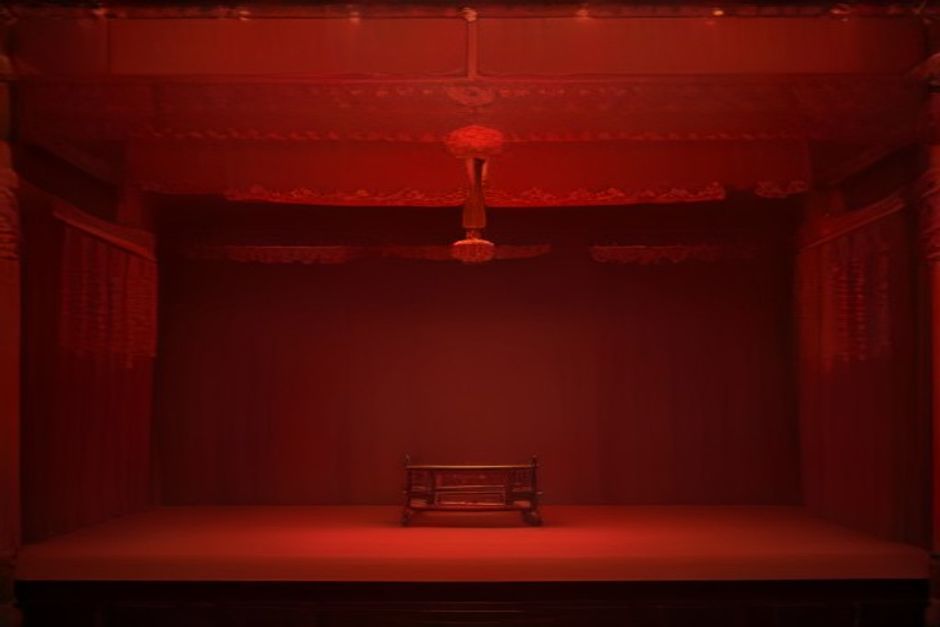 京剧《霸王别姬》四面楚歌戏台场景插画